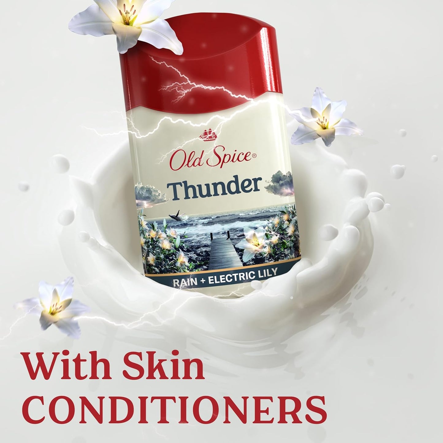 Old Spice Dry Feel Antiperspirant Deodorant for Men, 24/7 Long Lasting Freshness, 24/7 Lasting Sweat & Odor Protection, Gentle on Skin with Skin Conditioners, Thunder Rain + Electric LilyScent, 2.6 oz