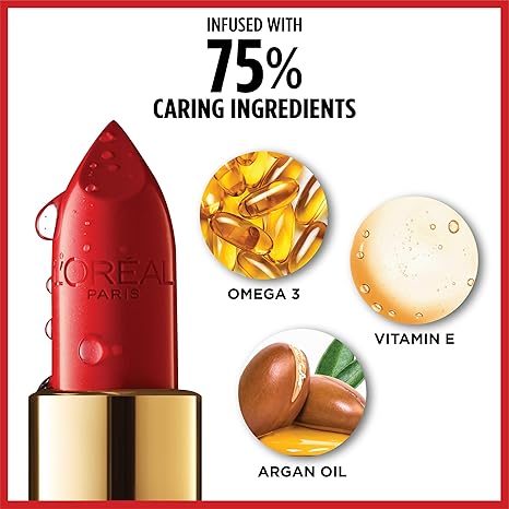 L'Oreal Paris Colour Riche Original Creamy, Hydrating Satin Lipstick with Argan Oil and Vitamin E, Blazing Lava , 1 Count