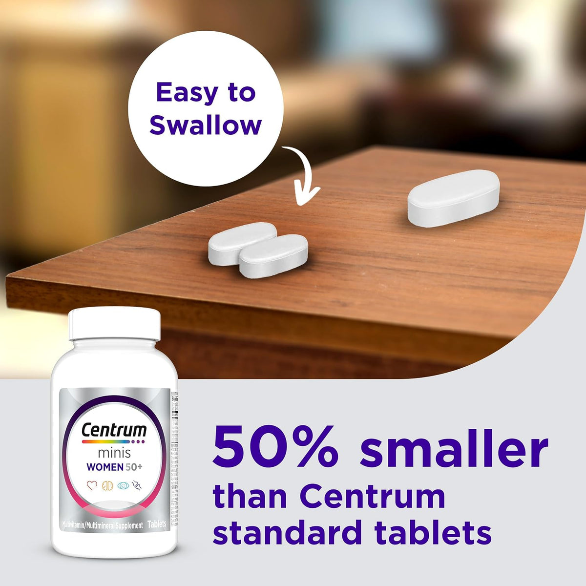 Centrum Minis Silver Women's Multivitamin, Women 50 and Over, 280 Tablets