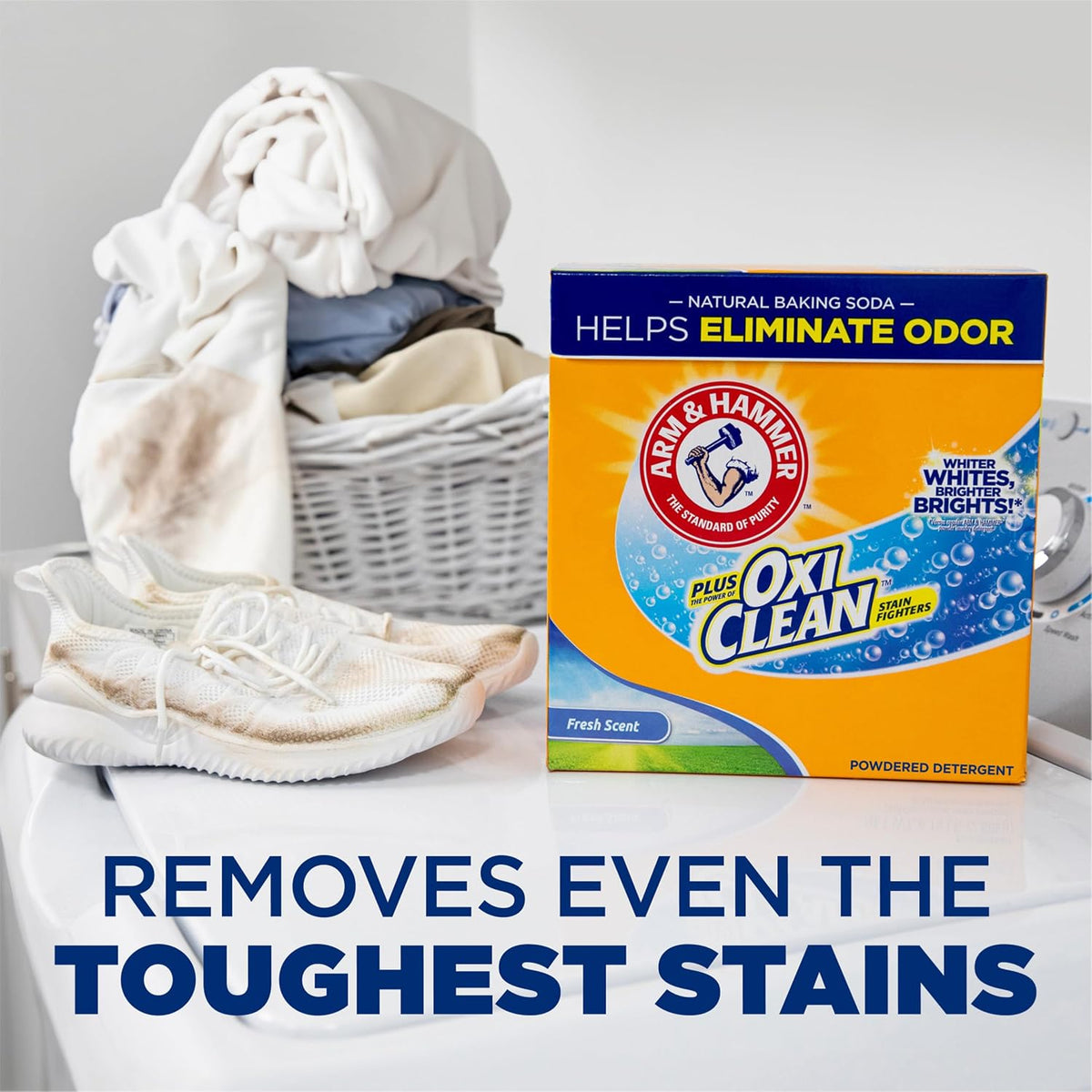 ARM & HAMMER Plus OxiClean Powder Laundry Detergent, Fresh Scent, 3.48 lbs