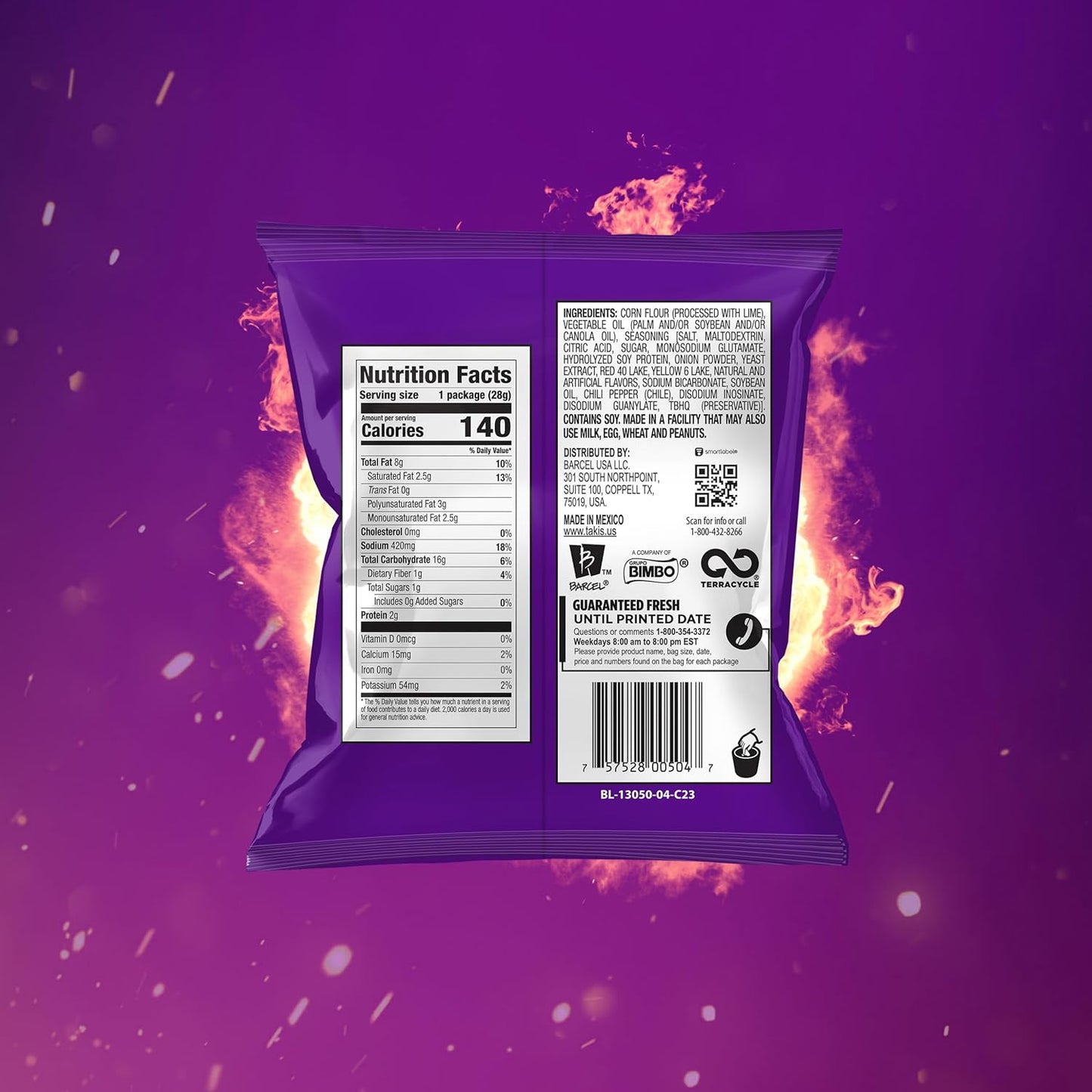 Takis Fuego 40 Count 1 oz Snack Size Multipack - Extreme Spicy Rolled Tortilla Chips Hot Chili Pepper & Lime Flavored
