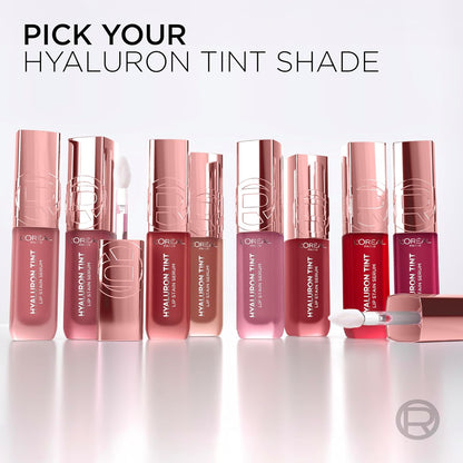 L'Oreal Paris Hyaluron Tint Lip Stain Serum, Long Lasting, Hydrating Lip Makeup Infused with Hyaluronic Acid, 680 Nude Espresso (Medium Brown Nude)