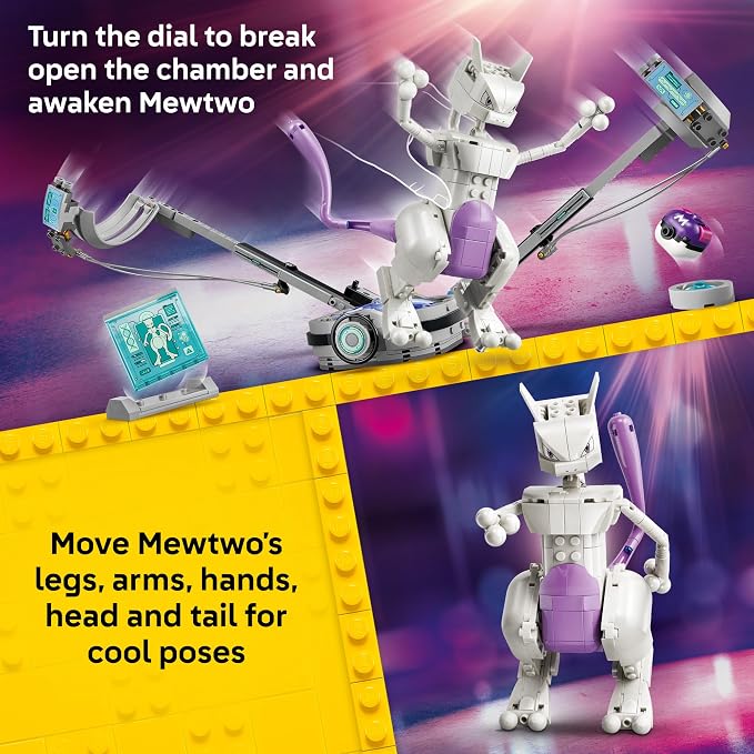 LEGO Pokémon SMART Play: Mewtwo's Lab Break 72163 | Compatible Set, Building Toys, Boys & Girls, Ages 10+, Interactive Pokémon Toys, 1 SMART Tag, 605 pieces, Gift Idea