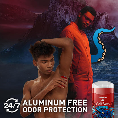 Old Spice Aluminum Free Deodorant for Men, 24/7 Odor Protection, 24/7 Freshness & Lasting Scent, Goes on Clear, Krakengard with Deep Ocean Scent, 3.0 oz (Pack of 2)