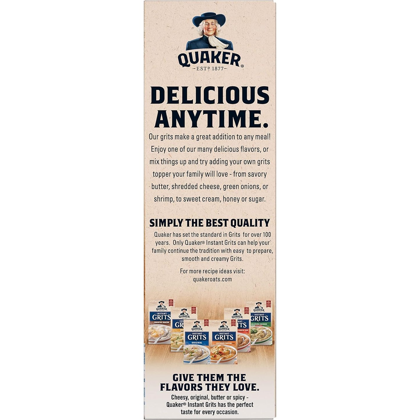 Quaker Instant Grits, 4 Flavor Variety Pack, 0.98oz Packets (10 Pack)