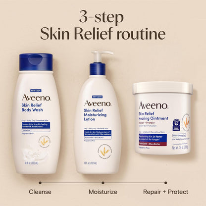 Aveeno Skin Relief Healing Ointment, Fragrance-Free, Jar 14 Ounce (Pack of 12)