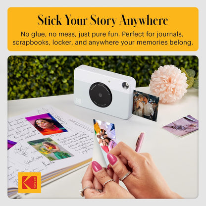 KODAK Printomatic Full-Color Instant Print Digital Camera, Zink 2x3" (5.1x7.5 cm) Sticky-Back Photo Paper, 5MP, Portable, Creative Fun Gift for Birthday, Christmas, Holiday, Grey
