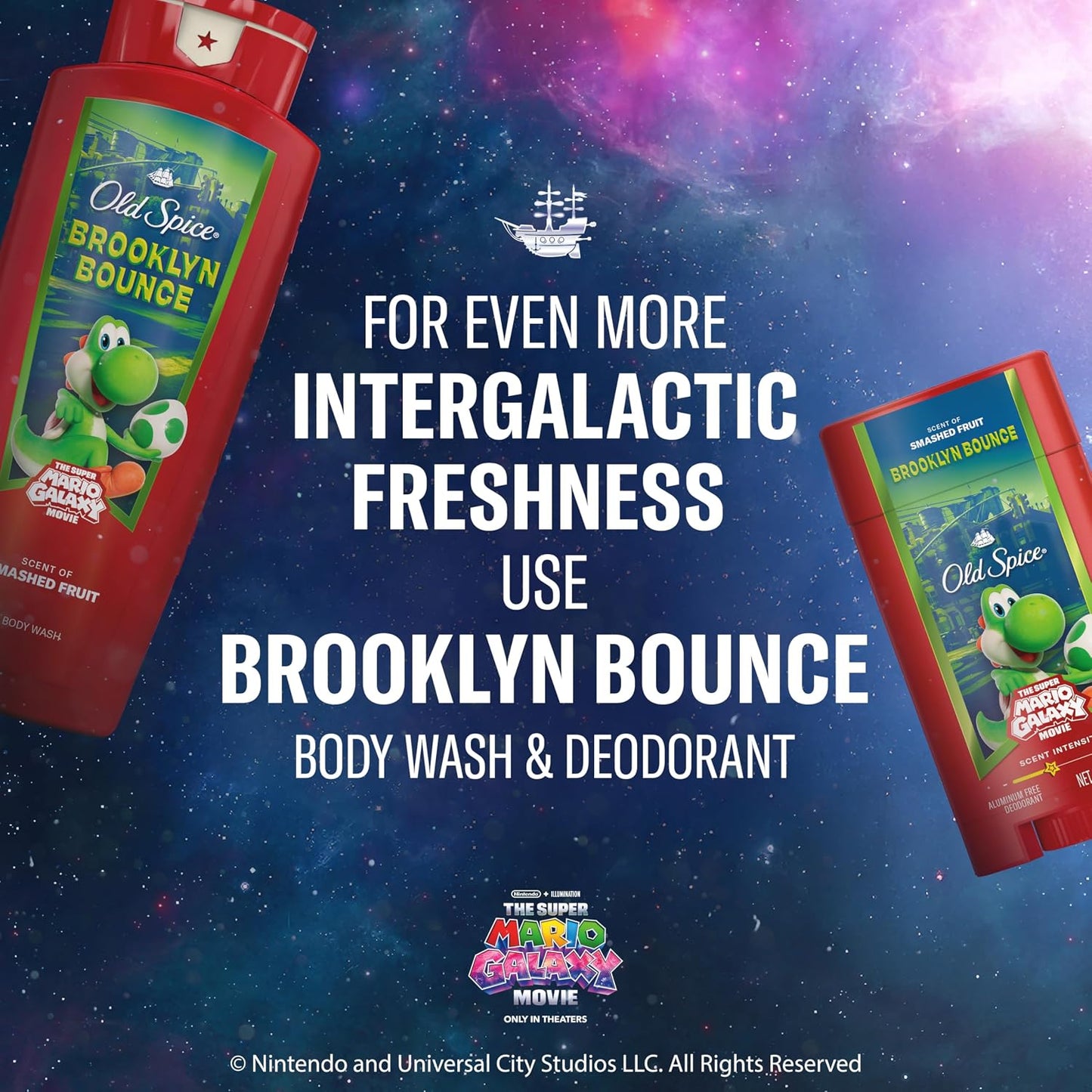 Old Spice Aluminum Free Deodorant for Men, Old Spice x The Super Mario Galaxy Movie, 24/7 Lasting Freshness, Lasting Odor Protection, Smell Super with Brooklyn Bounce, Smashed Fruit Scent, 3.0 oz