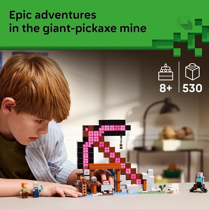 LEGO Minecraft the Pickaxe Mine Kids Toy - Building Set for Boys and Girls - Minecraft Toy for Gaming Fans 8+ - Includes Alex, Miner, and Stray Spider Jockey Minifigure - Birthday Gift Idea - 21277