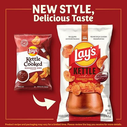 Lay's Kettle Cooked Mesquite Barbecue Flavored Potato Chips, 8 Oz
