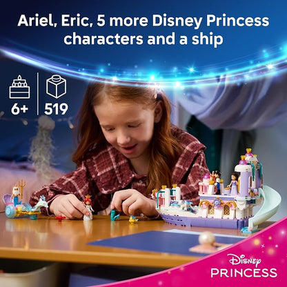LEGO Disney Princess Ariel's Royal Wedding Boat 43299 | Building Toys for Girls & Boys, Ages 6+, The Little Mermaid Movie Character Figures, Fun Activity for Kids, 519 pieces