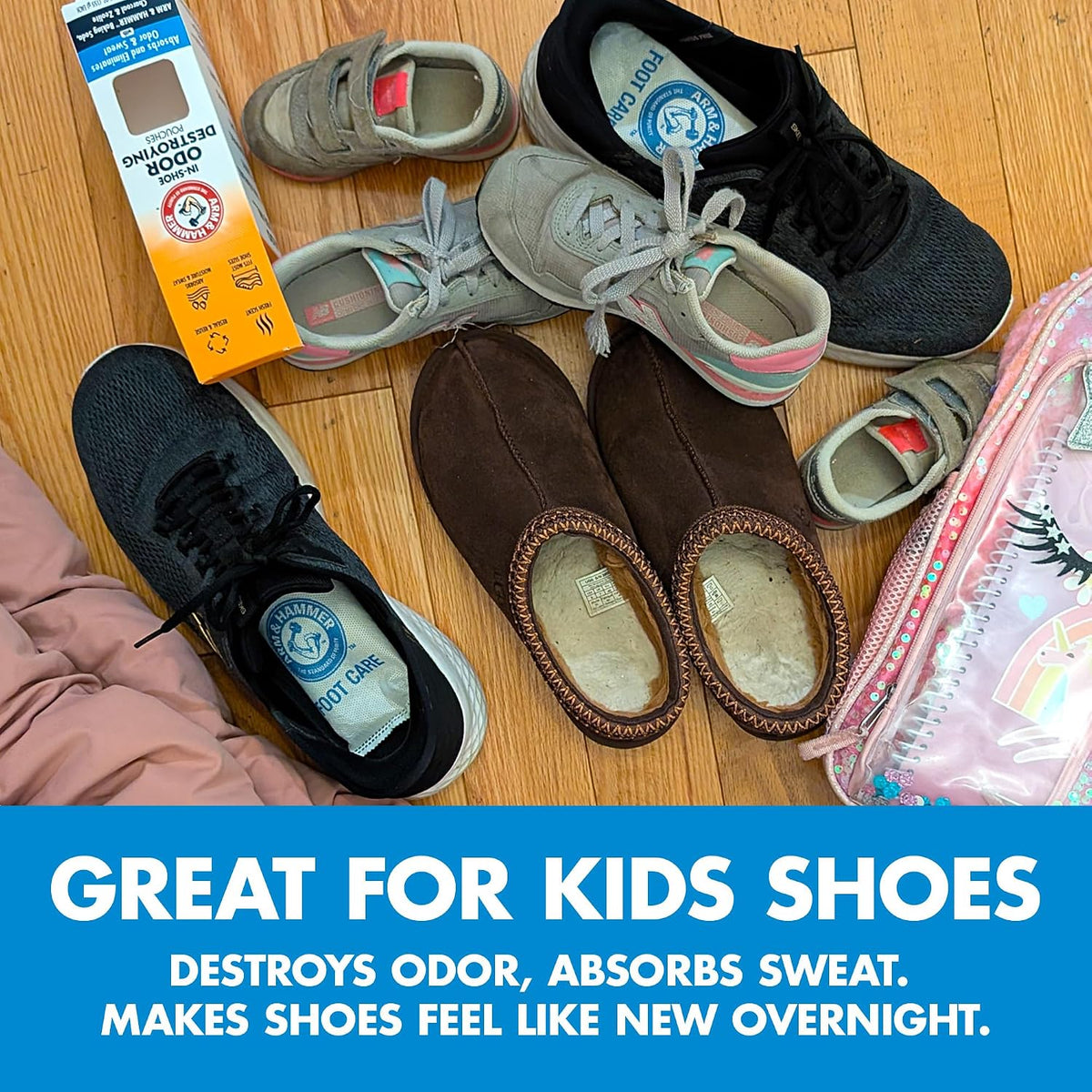 Arm & Hammer In-Shoe Odor Control Pouches, Moisture Absorbing, 4 Count