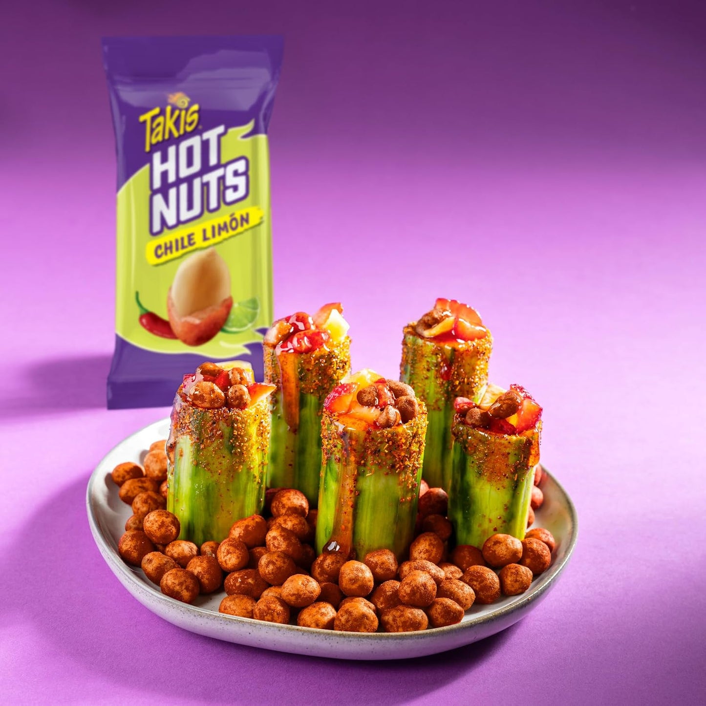 Takis Flare Hot Nuts 12 pc / 3.2 oz Snack Size Box, Chili Pepper & Lime Flavored Medium Spicy Double-Crunch Peanuts.