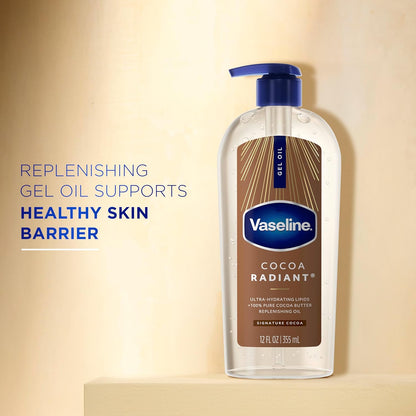 Vaseline Intensive Care Cocoa Radiant Body Gel Oil with 100% Pure Cocoa Butter, 12 oz