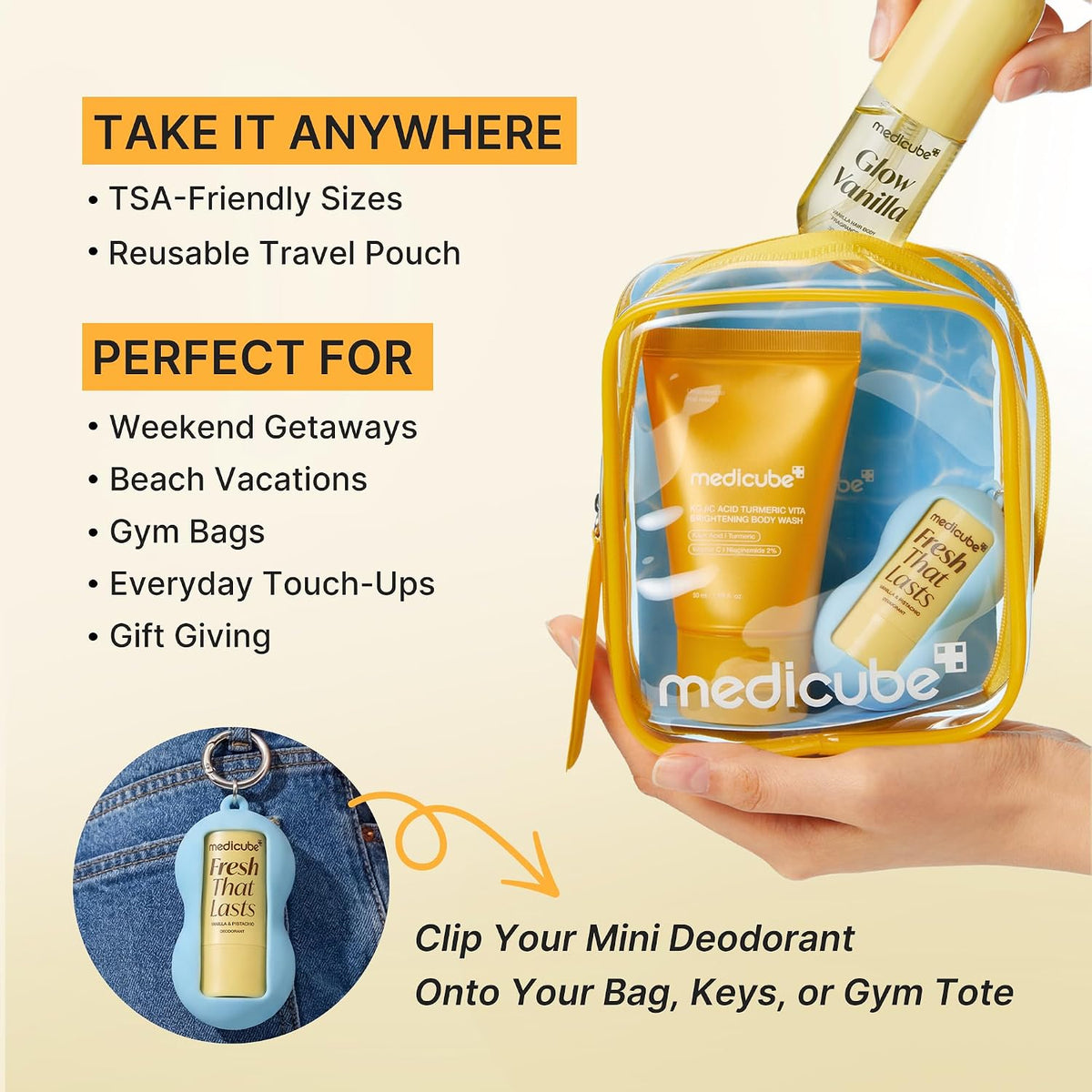 medicube Fresh Glow Body Kit | Travel-Ready Hair & Body Set