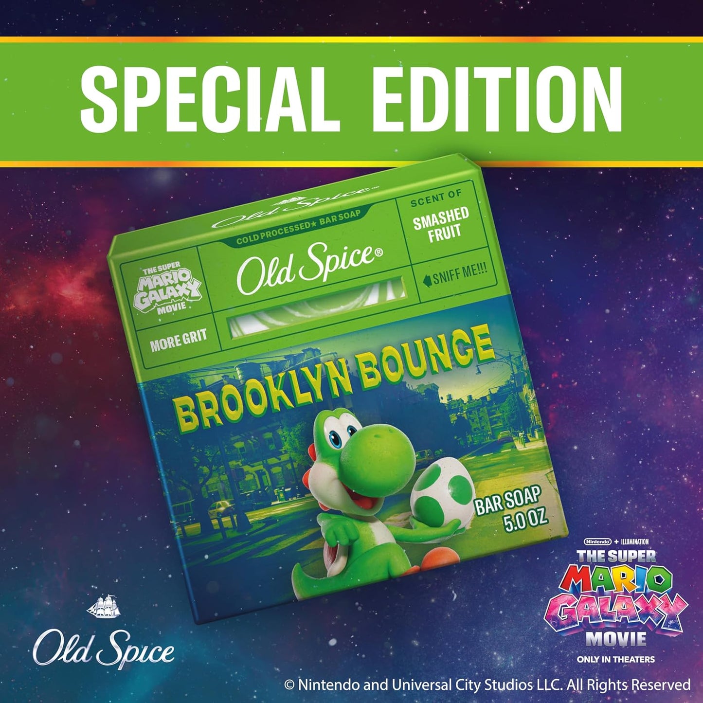 Old Spice Bar Soap for Men, x The Super Mario Galaxy Movie, Cold Pressed with Grit, Made with Natural Oils & Plant Based Cleanser, Smashed Fruit with Passion Fruit & Sunshine Scent, 5.0 oz