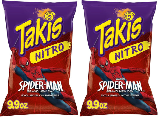 Takis Nitro 9.9 oz Sharing Size Bag, Habanero & Lime Flavored Extreme Spicy Rolled Tortilla Chips (Pack of 2)