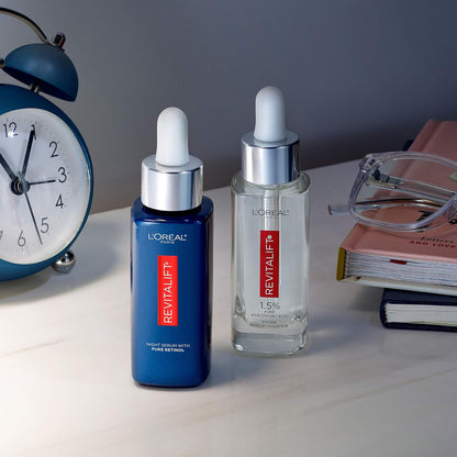 L'Oreal Paris Revitalift 1.5% Pure Hyaluronic Acid Face Serum + 0.3% Pure Retinol Night Serum, 1 kit