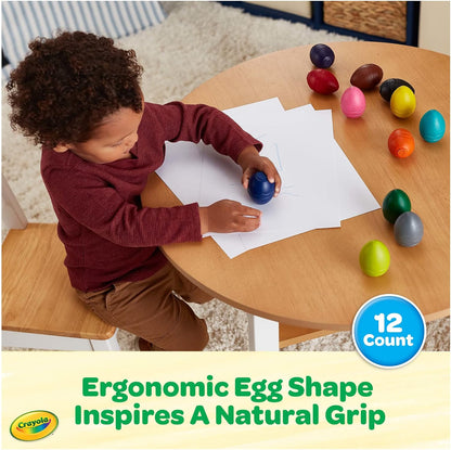 Crayola Large Egg Crayons (12ct), Classroom Must Haves, Teacher School Supplies for Toddlers, Kindergarten & Elementary, Ages 1+ | Classroom Must Haves, Teacher School Supplies for Toddlers, Kindergarten & Elementary, Ages 1+