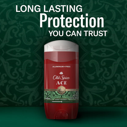 Old Spice Aluminum Free Deodorant for Men, 24/7 Odor Protection, 24/7 Signature Scent & Lasting Freshness, Goes on Clean, Ace with Grapefruit, Bay Leaf, & Fresh Foliage Scent, 3.0 oz