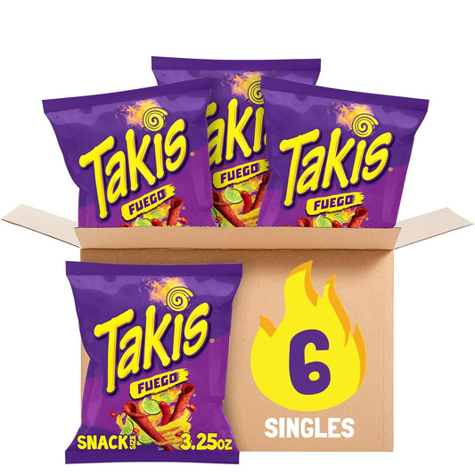 Takis Fuego Rolled Tortilla Chips, 6 ct, 3.25 oz Case