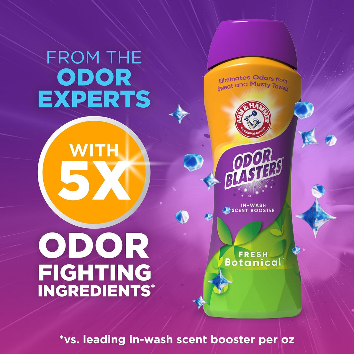 ARM & HAMMER Odor Blasters In-Wash Scent Booster, Fresh Botanical, 24 Ounce (Pack of 6)