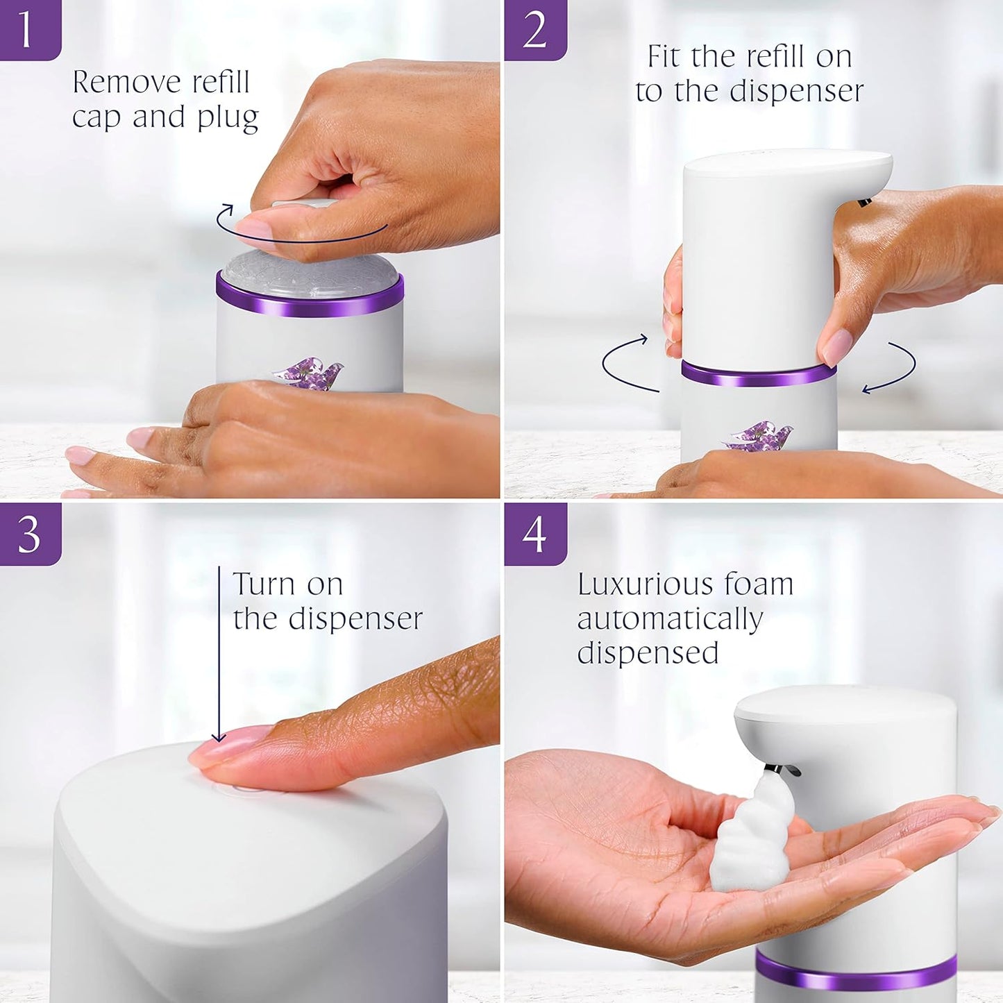 Dove Nourishing Foaming Hand Wash Touchless Dispenser Refill Lavender and Chamomile Moisturizing Hand Wash for Lasting Nourishment 10.1 oz 6-pack