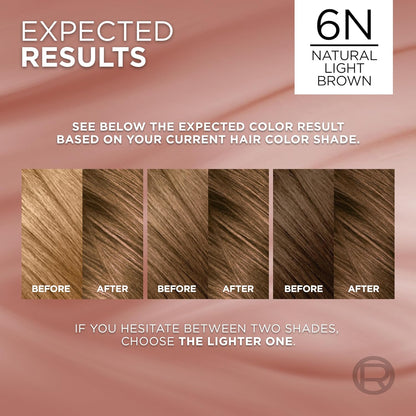L’Oreal Paris Excellence Universal Nudes Permanent Hair Color, Ammonia Free Hair Dye for Gray Hair Coverage, 6N Natural Light Brown, 1 Kit (Pack of 2)