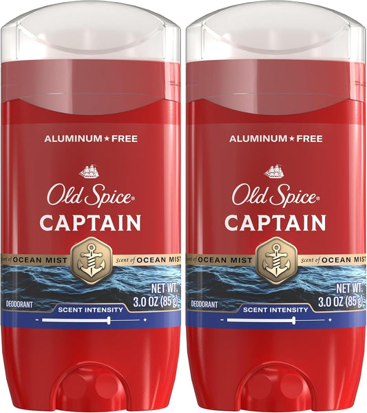 Old Spice Aluminum Free Deodorant for Men,24/7 Odor Protection,24/7 Freshness & Lasting Scent,Captain with Bergamot Scent,3.0 oz,(Pack of 12)