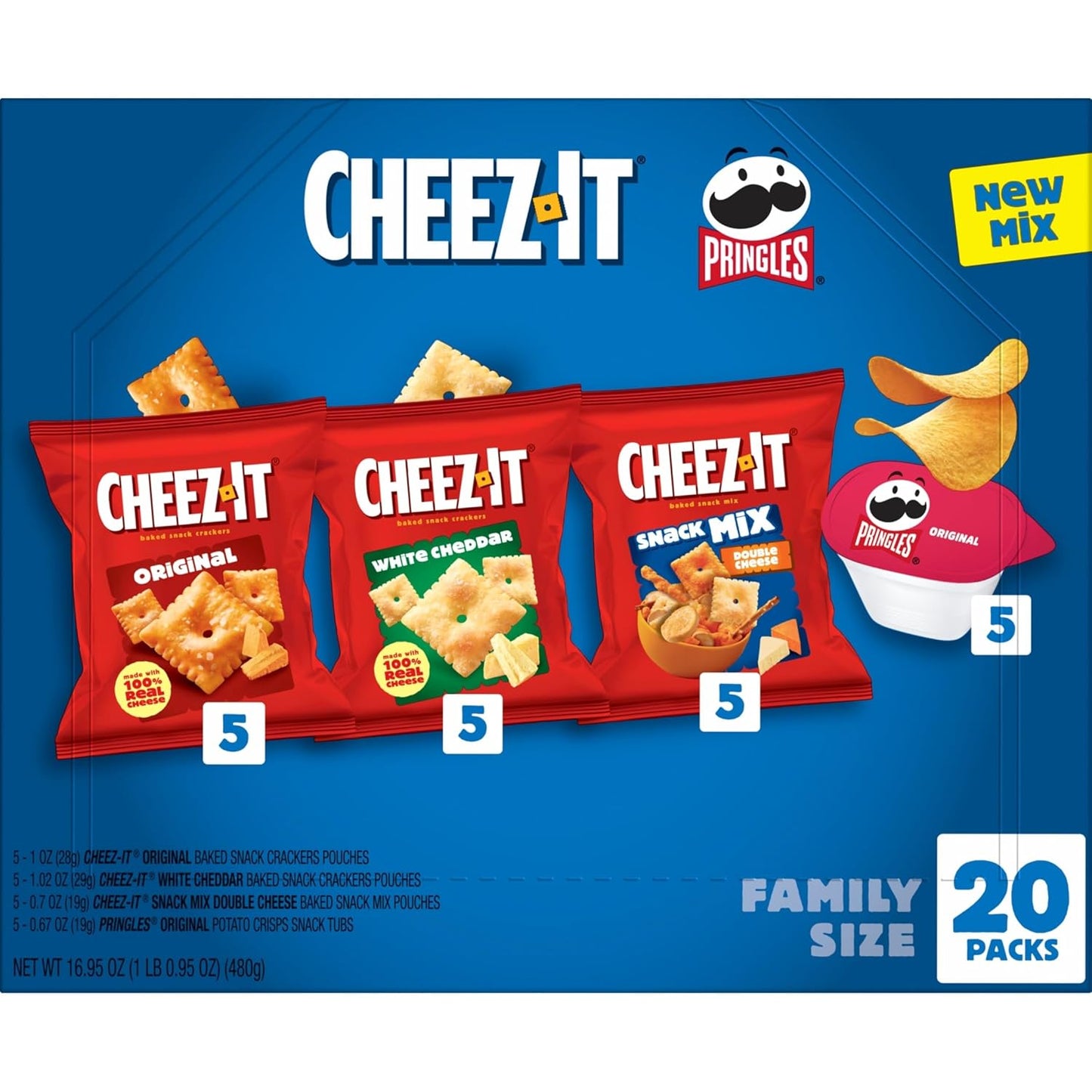 Cheez-It, Pringles, Lunch Snacks, Variety Pack, 16.95oz Box (80 Packs)