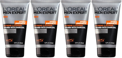 L'Oreal Paris Men Expert Hydra Energetic Daily Facial Cleanser with Charcoal,.,(Pack of 4)