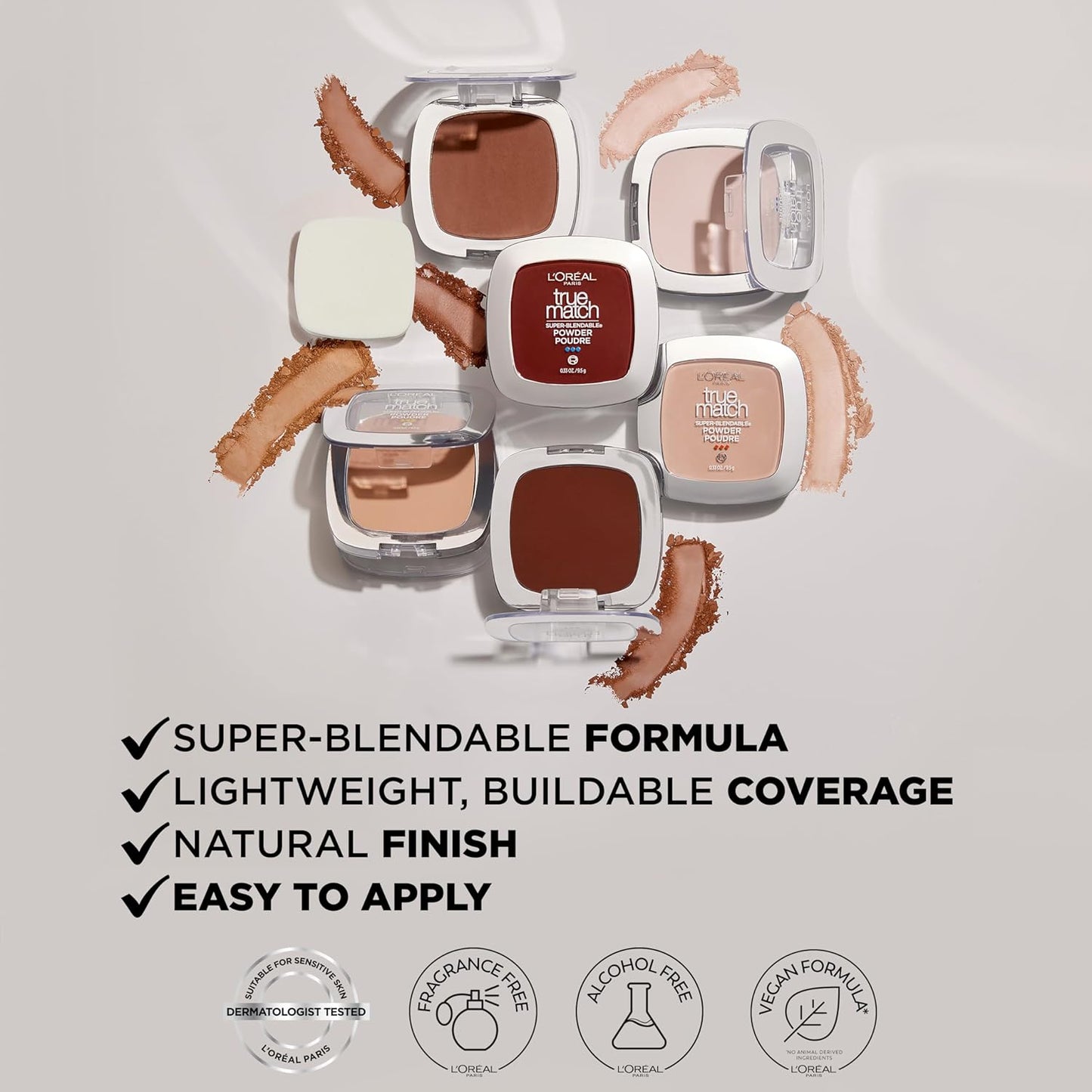 L'Oreal Paris True Match Super Blendable Oil Free Powder Foundation, N2 Light, 0.33 oz, Packaging May Vary