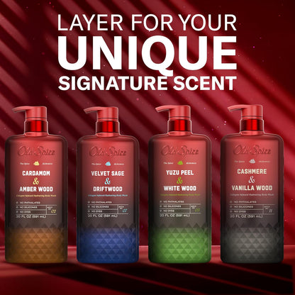 Old Spice Body Wash for Men, The Spice Alchemist Collection, 24/7 Cologne Infused Hydration, No Trade Off Formula, Free of Phthalates Silicones & Dyes, Cashmere + Vanilla Wood Scent, 20 oz