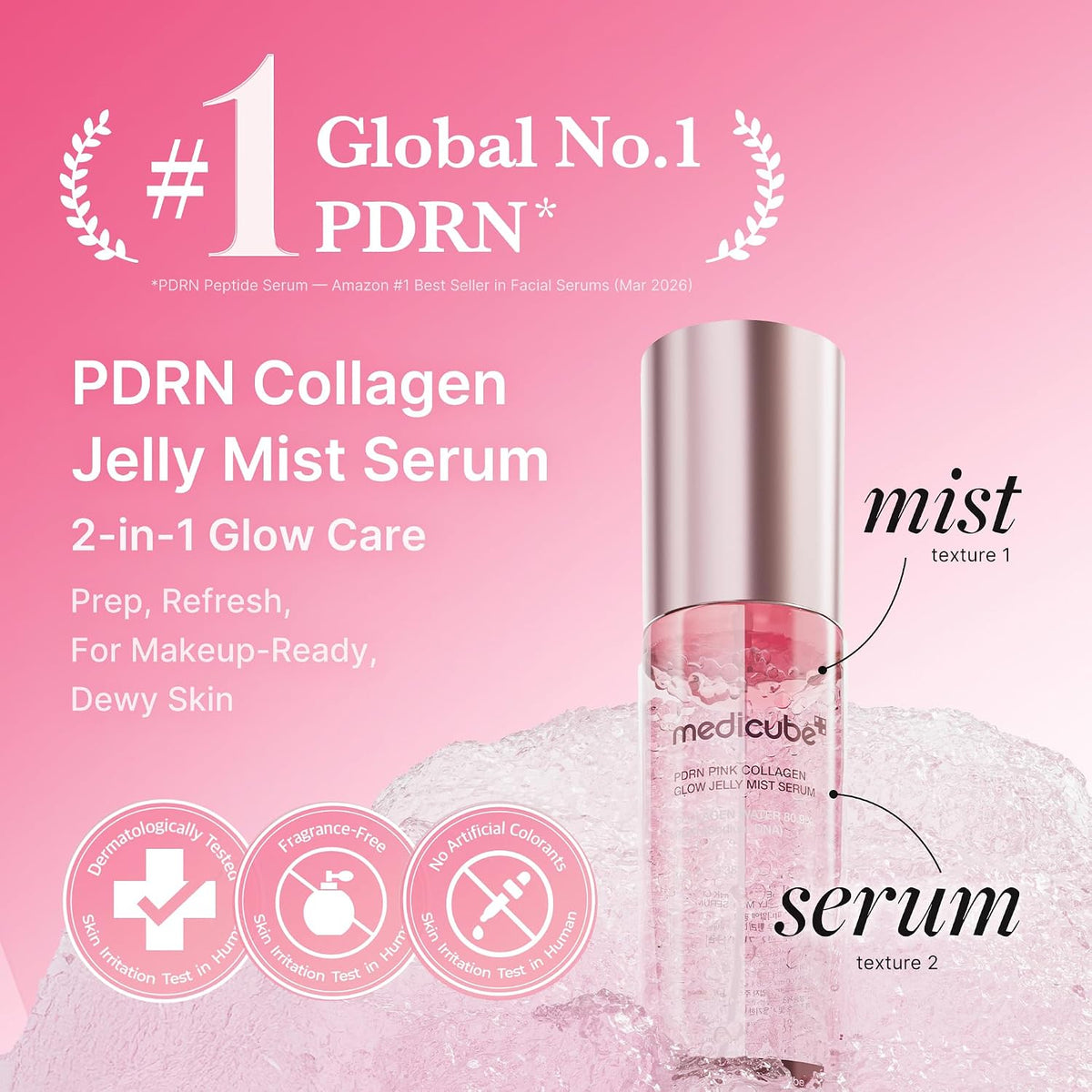 medicube Jelly Mist Serum with PDRN Collagen, Glow Facial Mist, 3.38 fl.oz