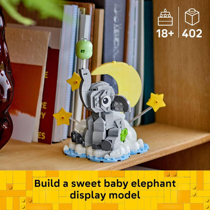 LEGO Baby Elephant in the Sky - Building Set for Adults, Ages 18+ - Nursery Decor for New Parents - Gift for Baby Showers for a Boy or Girl - 40814