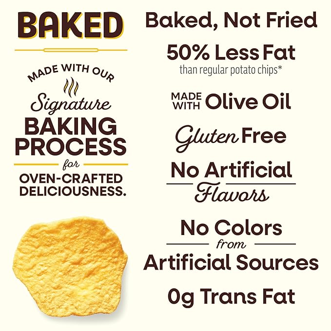 Baked Lay's Potato Chips, Original, 0.875 oz Bags, (60 Pack), 50% Less Fat, Gluten Free, No Artificial Flavors, No Colors from Sources