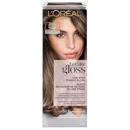 L'Oreal Paris Le Color Gloss One Step In-Shower Toning Hair Gloss, Neutralizes Brass, Conditions & Boosts Shine, Smoky Bronde, 4 Ounce