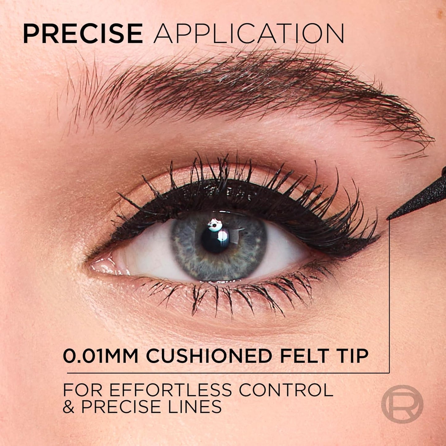 L'Oreal Paris Haute Precision Waterproof Liquid Eyeliner, Smudge-Proof Eye Liner with Micro-Tip, for up to 28HR Eye Makeup Wear, 010 Black Silk