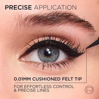 L'Oreal Paris Haute Precision Waterproof Liquid Eyeliner, Smudge-Proof Eye Liner with Micro-Tip, for up to 28HR Eye Makeup Wear, 010 Black Silk