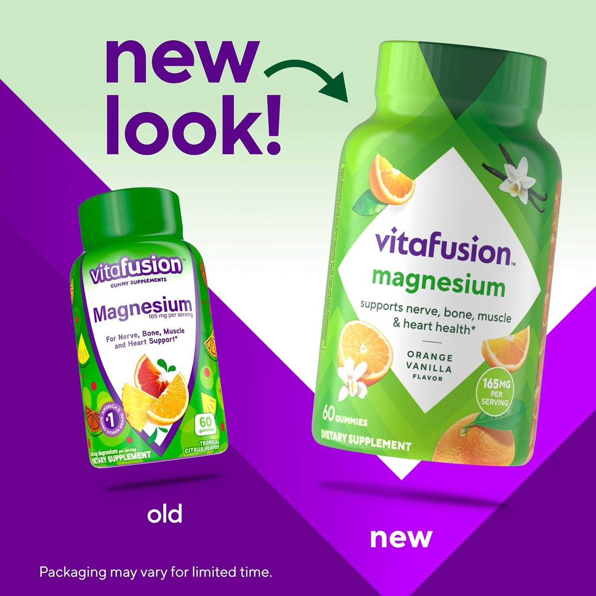 vitafusion Magnesium Gummy Supplement, Bring Calm to Your Vitamin Routine, Tropical Citrus Flavor, 60 Gummies, (Pack of 2)