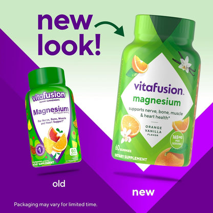 vitafusion Magnesium Gummy Supplement, Bring Calm to Your Vitamin Routine, Tropical Citrus Flavor, 60 Gummies, (Pack of 2)