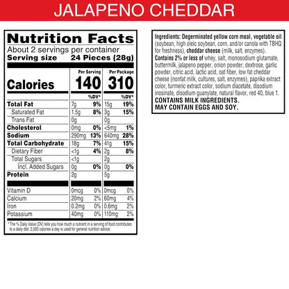 Cheez-It Crunch Cheesy Baked Snacks, Lunch Snacks, Zesty Jalapeno Cheddar (6 Pouches)
