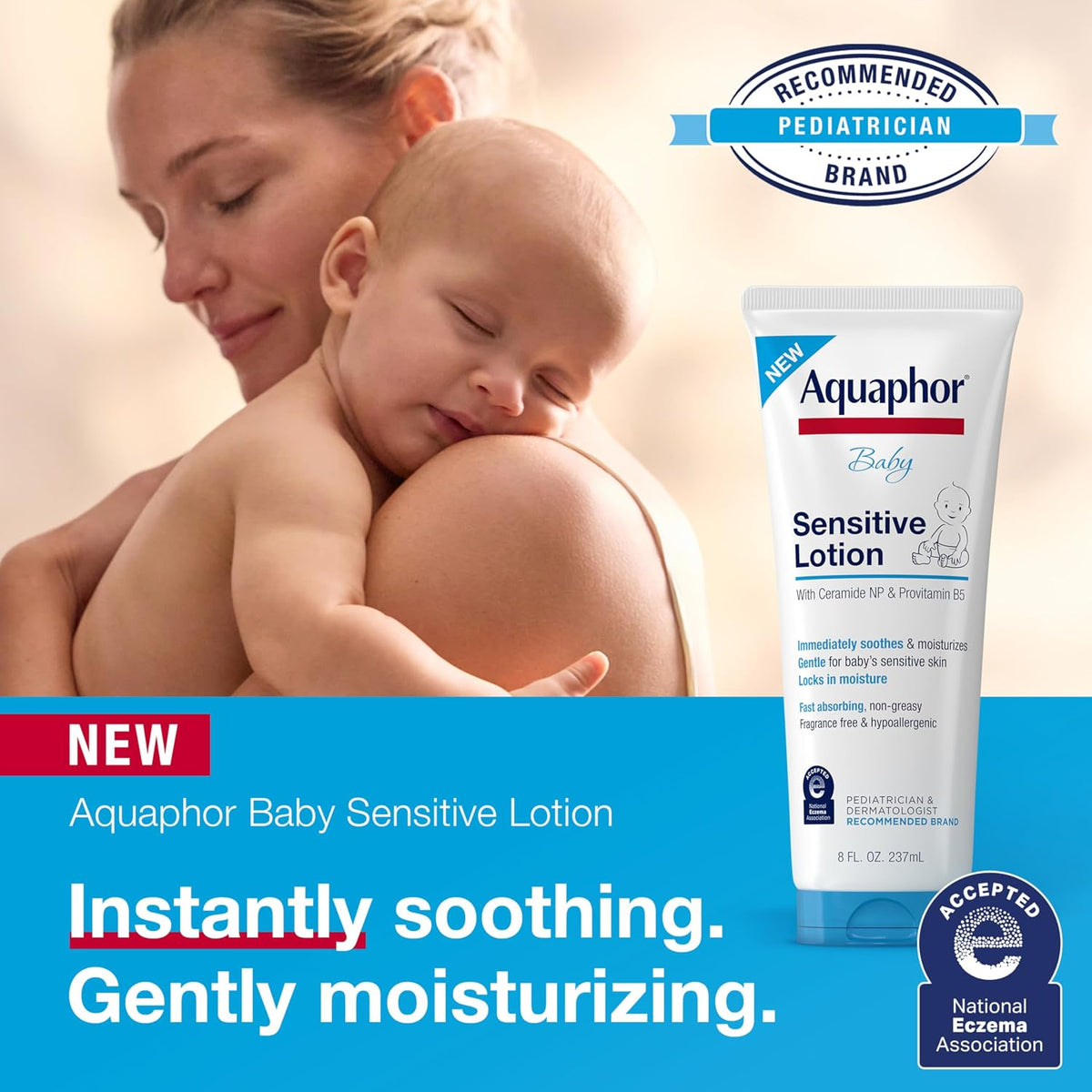 Aquaphor Baby Sensitive Lotion, Gentle Moisturizer, 8 FL OZ