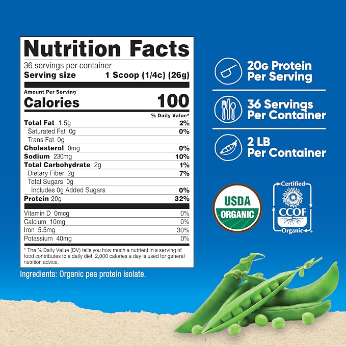 Nutricost Organic Pea Protein Isolate Powder (2LBS) Unflavored