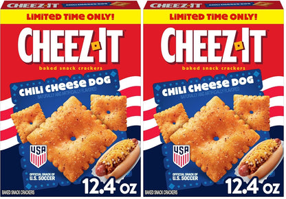 Cheez-It Baked Snack Crackers, U.S. Soccer Sponsor, Chili Cheese Dog, 12.4oz Box (1 Box) (Pack of 2)