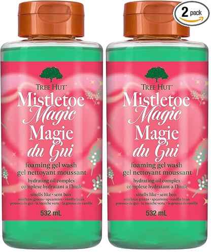 Tree Hut Mistletoe Magic Foaming Gel Wash, Moisturizing & Hydrating Body Wash with Shea Butter, Cleanses Skin Leaving It Soft & Fresh, 18 fl oz (Pack of 2)