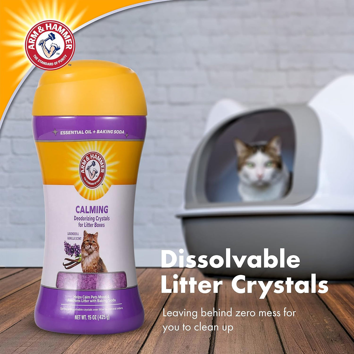 Arm & Hammer - Cat Litter Deodorizer, Lavender Vanilla Crystals, 15 oz