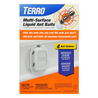 TERRO Multi-Surface Liquid Ant Baits, 4-Pack, Indoor Bait Stations for Home
