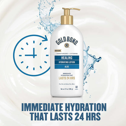 Gold Bond Healing Hydrating Lotion, 14 Oz, Aloe Body Lotion for Dry Skin | Healing lotion with aloe, non greasy body lotion, quick-absorbing, moisturizes, immediate 24-Hour hydration