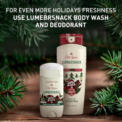 Old Spice Aluminum Free Deodorant for Men, Holidudes Limited Edition, 24/7 Holiday Freshness, Odor Protection, Stocking Stuffer, Lumbersnack with Fresh Pine Scent, 3.0 oz